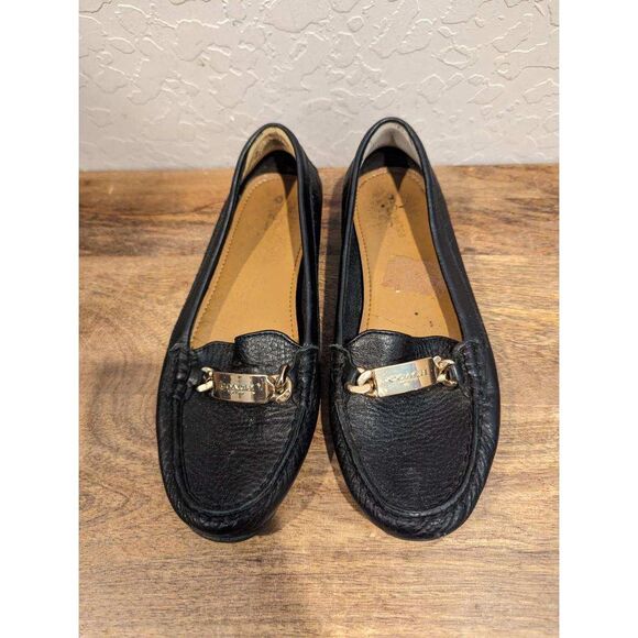 COACH WOMEN'S “OLIVE” Black PEBBLE GRAIN LEATHER LOAFER SHOE SZ 7 A7751 - Picture 1 of 8